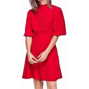 Free People Ruched Mock Neck Fluttered dress size small